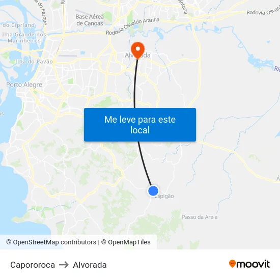 Capororoca to Alvorada map