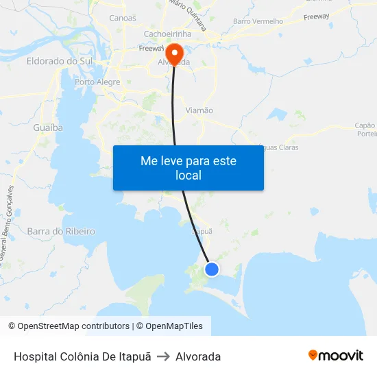 Hospital Colônia De Itapuã to Alvorada map