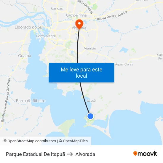 Parque Estadual De Itapuã to Alvorada map