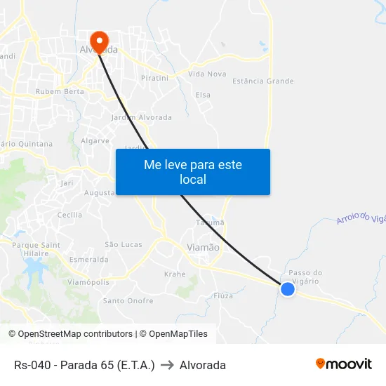 Rs-040 - Parada 65 (E.T.A.) to Alvorada map
