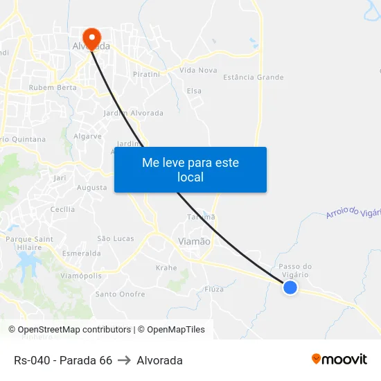 Rs-040 - Parada 66 to Alvorada map
