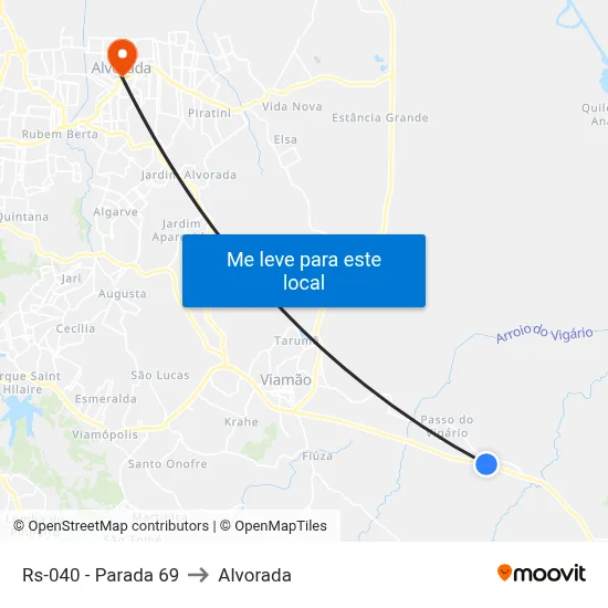 Rs-040 - Parada 69 to Alvorada map