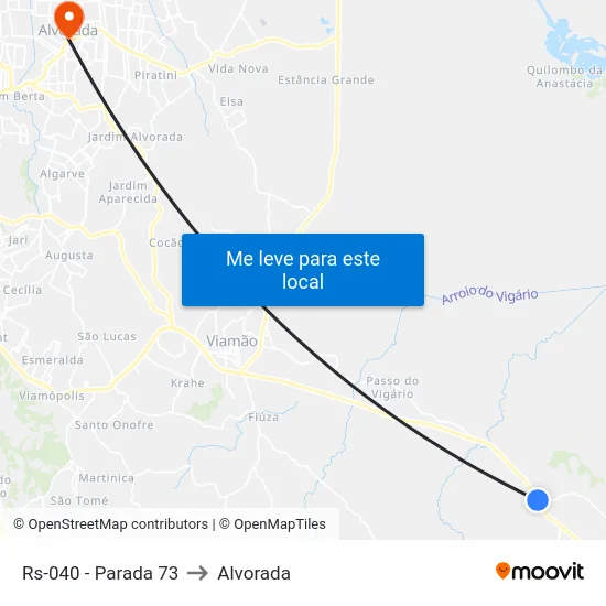 Rs-040 - Parada 73 to Alvorada map