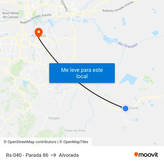 Rs-040 - Parada 86 to Alvorada map