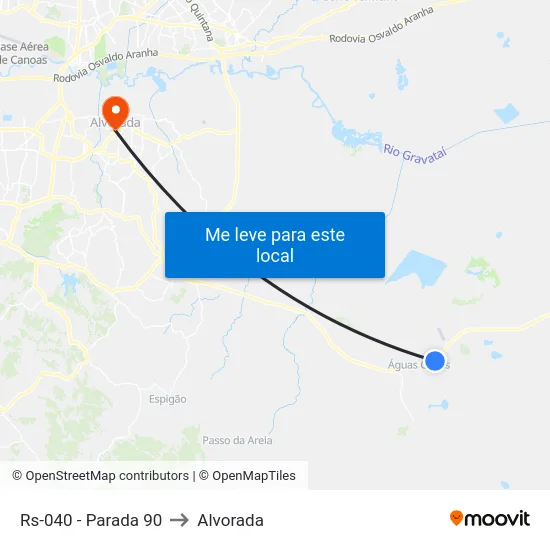 Rs-040 - Parada 90 to Alvorada map