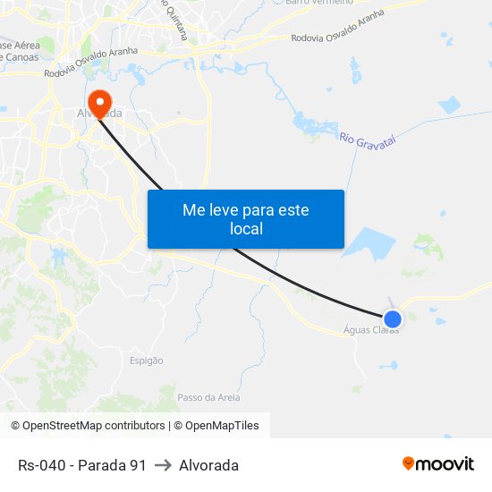 Rs-040 - Parada 91 to Alvorada map