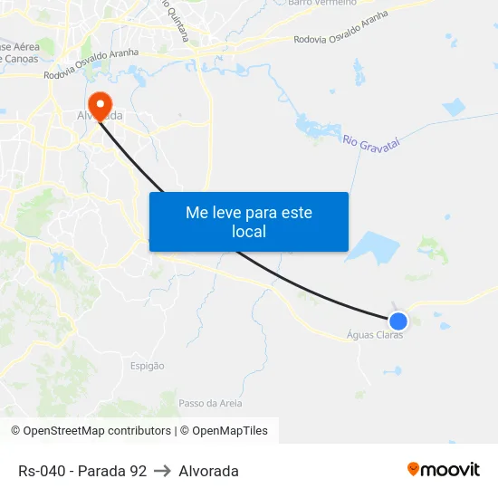 Rs-040 - Parada 92 to Alvorada map