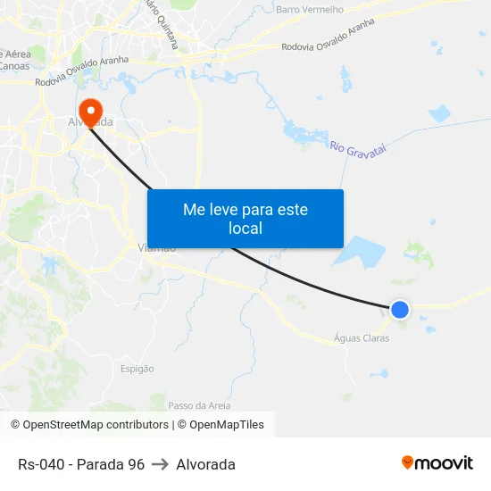Rs-040 - Parada 96 to Alvorada map