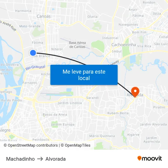 Machadinho to Alvorada map