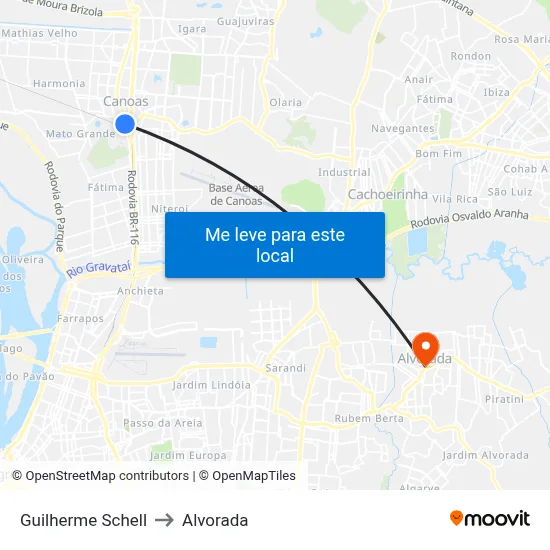 Guilherme Schell to Alvorada map