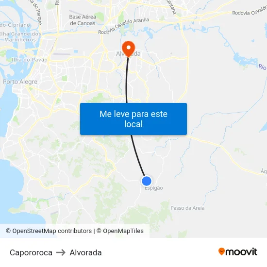 Capororoca to Alvorada map