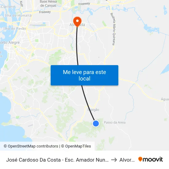 José Cardoso Da Costa - Esc. Amador Nunes Da Rocha to Alvorada map