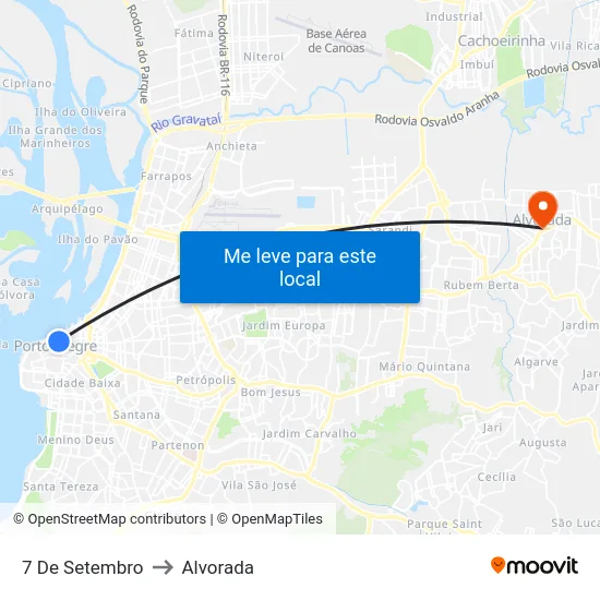 7 De Setembro to Alvorada map