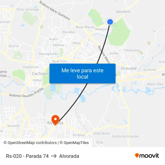 Rs-020 - Parada 74 to Alvorada map