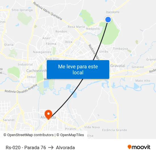 Rs-020 - Parada 76 to Alvorada map