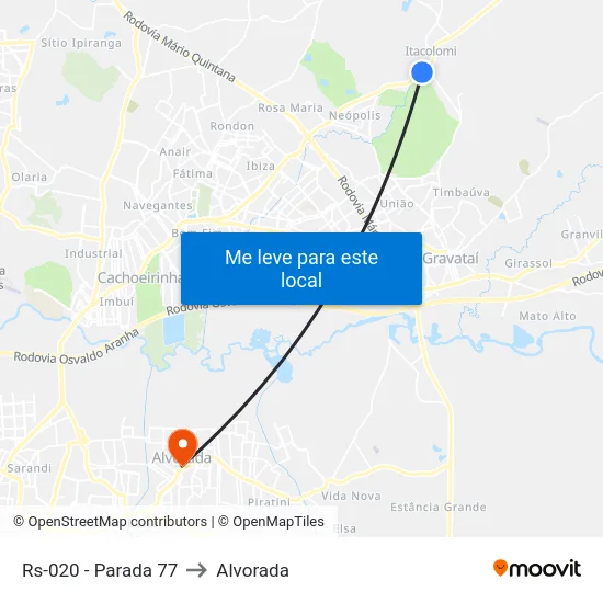 Rs-020 - Parada 77 to Alvorada map