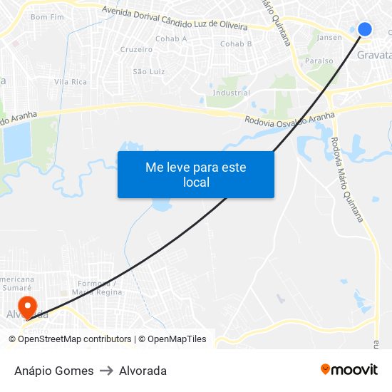 Anápio Gomes to Alvorada map