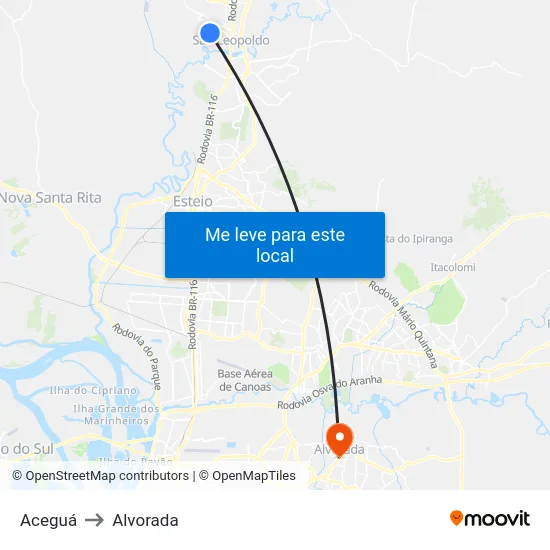 Aceguá to Alvorada map