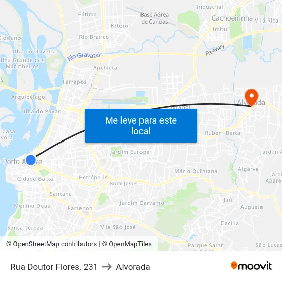 Rua Doutor Flores, 231 to Alvorada map