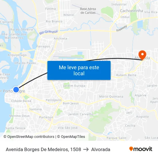 Avenida Borges De Medeiros, 1508 to Alvorada map