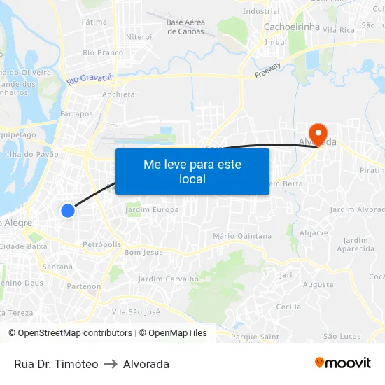Rua Dr. Timóteo to Alvorada map
