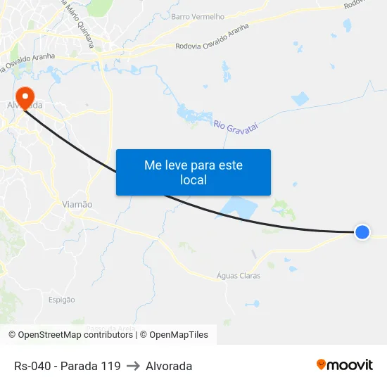 Rs-040 - Parada 119 to Alvorada map