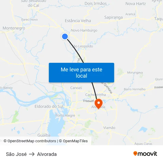 São José to Alvorada map