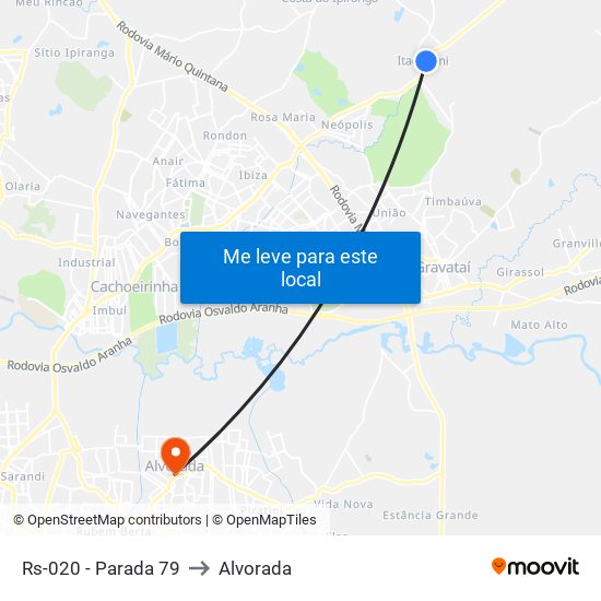 Rs-020 - Parada 79 to Alvorada map