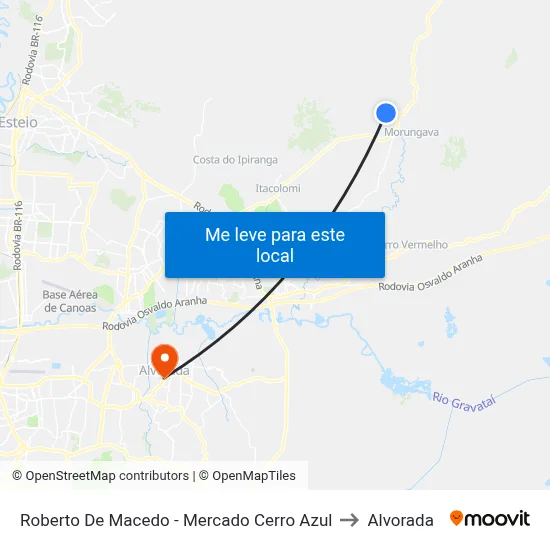 Roberto De Macedo - Mercado Cerro Azul to Alvorada map