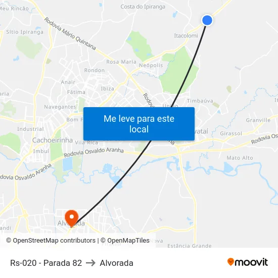 Rs-020 - Parada 82 to Alvorada map