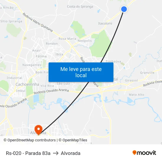 Rs-020 - Parada 83a to Alvorada map