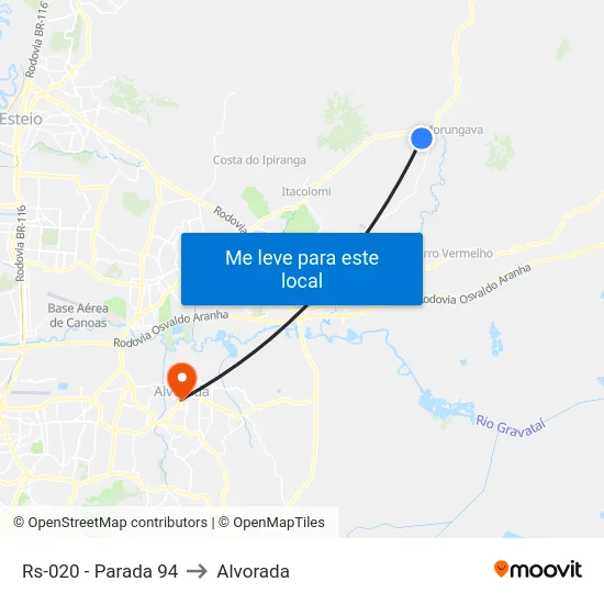 Rs-020 - Parada 94 to Alvorada map