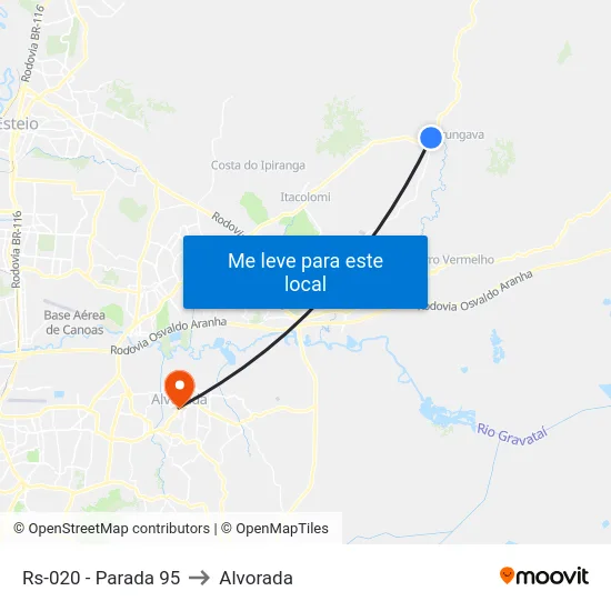 Rs-020 - Parada 95 to Alvorada map
