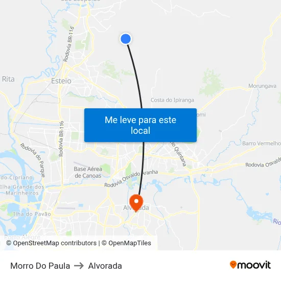 Morro Do Paula to Alvorada map