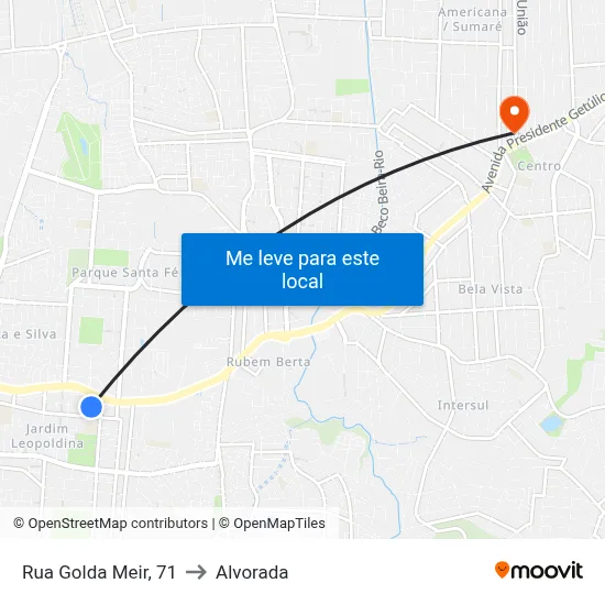Rua Golda Meir, 71 to Alvorada map