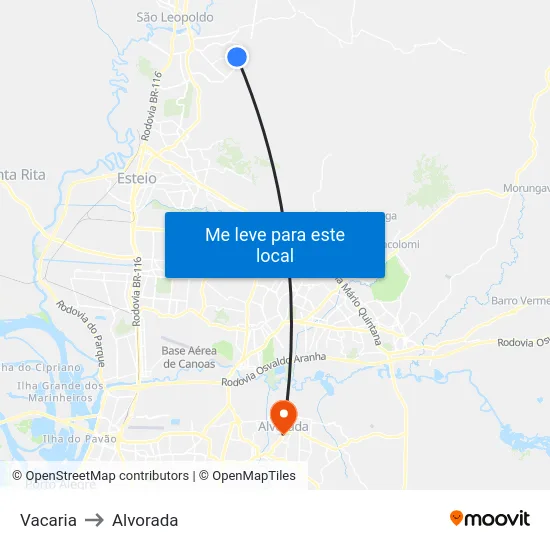 Vacaria to Alvorada map