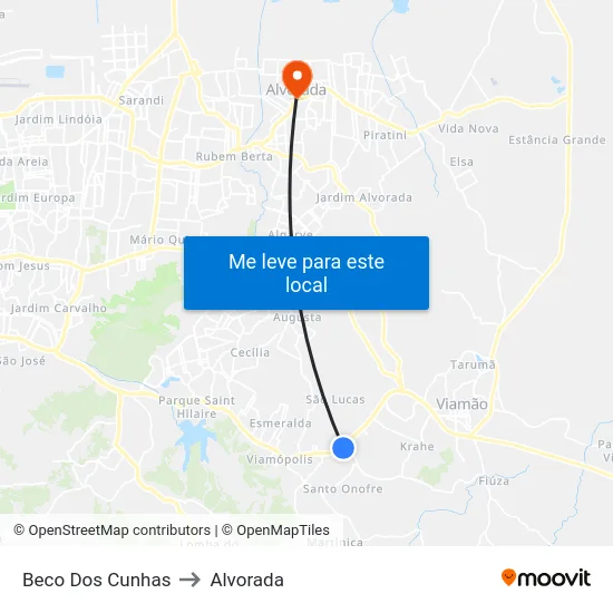 Beco Dos Cunhas to Alvorada map