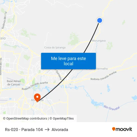 Rs-020 - Parada 104 to Alvorada map