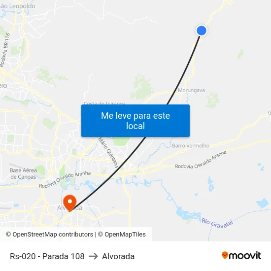 Rs-020 - Parada 108 to Alvorada map