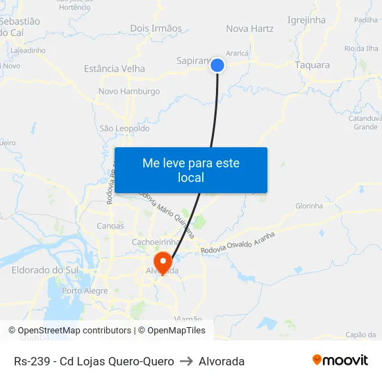 Rs-239 - Cd Lojas Quero-Quero to Alvorada map