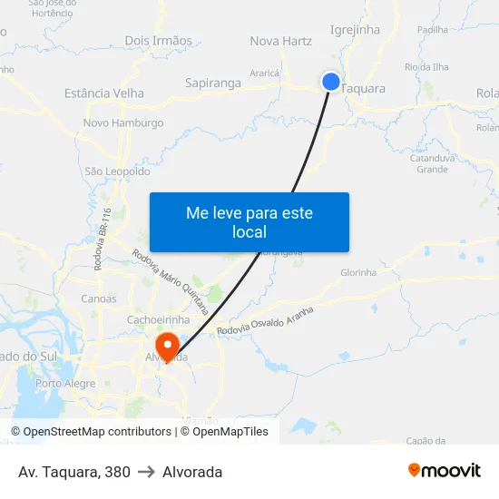 Av. Taquara, 380 to Alvorada map