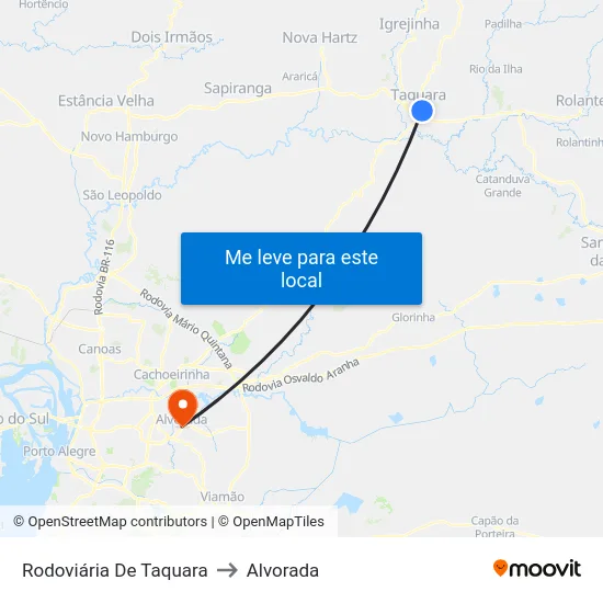 Rodoviária De Taquara to Alvorada map