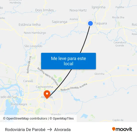 Rodoviária De Parobé to Alvorada map