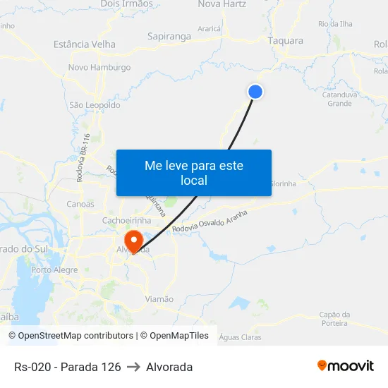 Rs-020 - Parada 126 to Alvorada map
