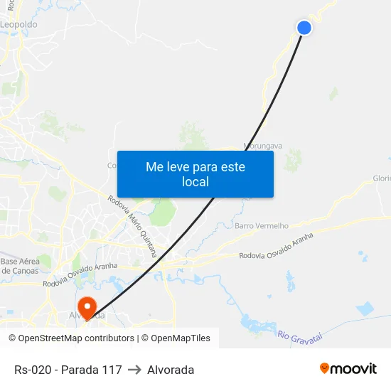 Rs-020 - Parada 117 to Alvorada map