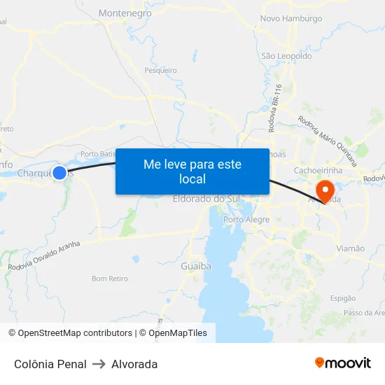 Colônia Penal to Alvorada map
