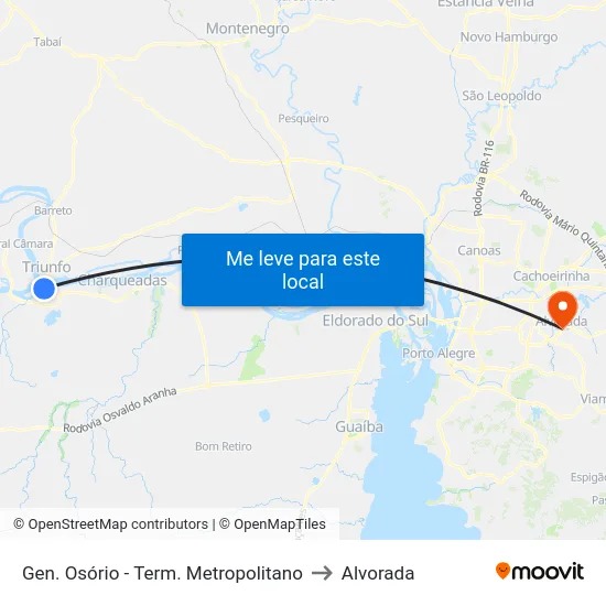 Gen. Osório - Term. Metropolitano to Alvorada map