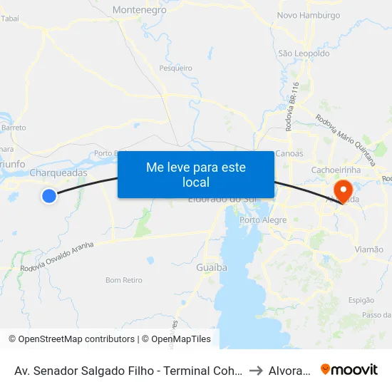 Av. Senador Salgado Filho - Terminal Cohab to Alvorada map