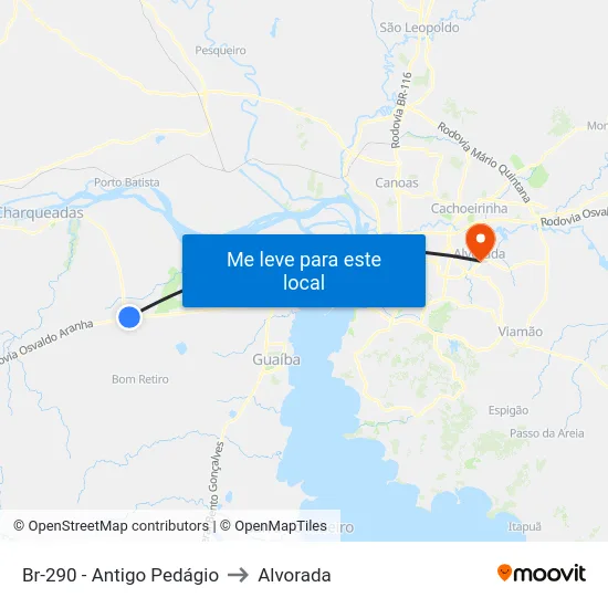 Br-290 - Antigo Pedágio to Alvorada map
