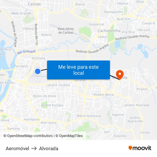 Aeromóvel to Alvorada map